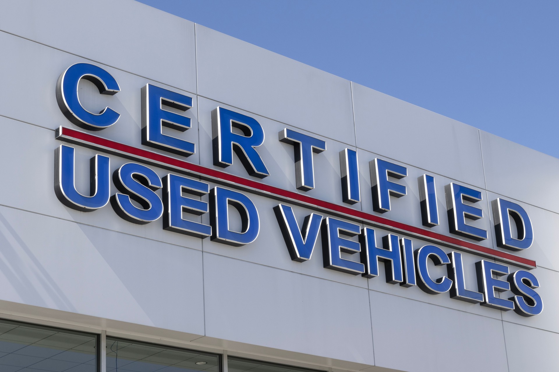 Certified Used Vehicles banner at a used car dealership for internet or website. Used cars are in high demand.
